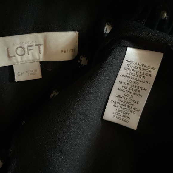 LOFT Sleeveless Dress Size 6P Black White Fringed Waist Pleated Sheer Babydoll - Picture 5 of 11